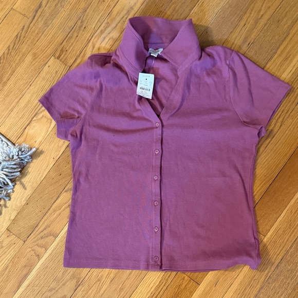 J. Crew Tops - J. Crew Mauve Short Sleeve Shirt
Pit to pit 17 inches 
Length 25 inches